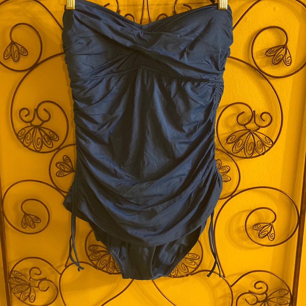 Women Halter top Blue one piece swimsuit